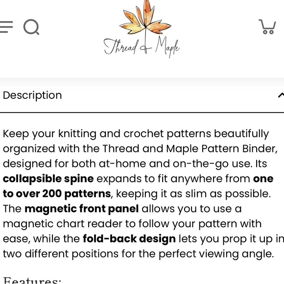 Thread and maple knitting pattern binder - Picture 6 of 9